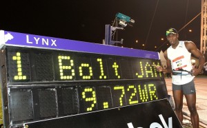 Usain Bolt 9.72 Record mondiale FinishLynx