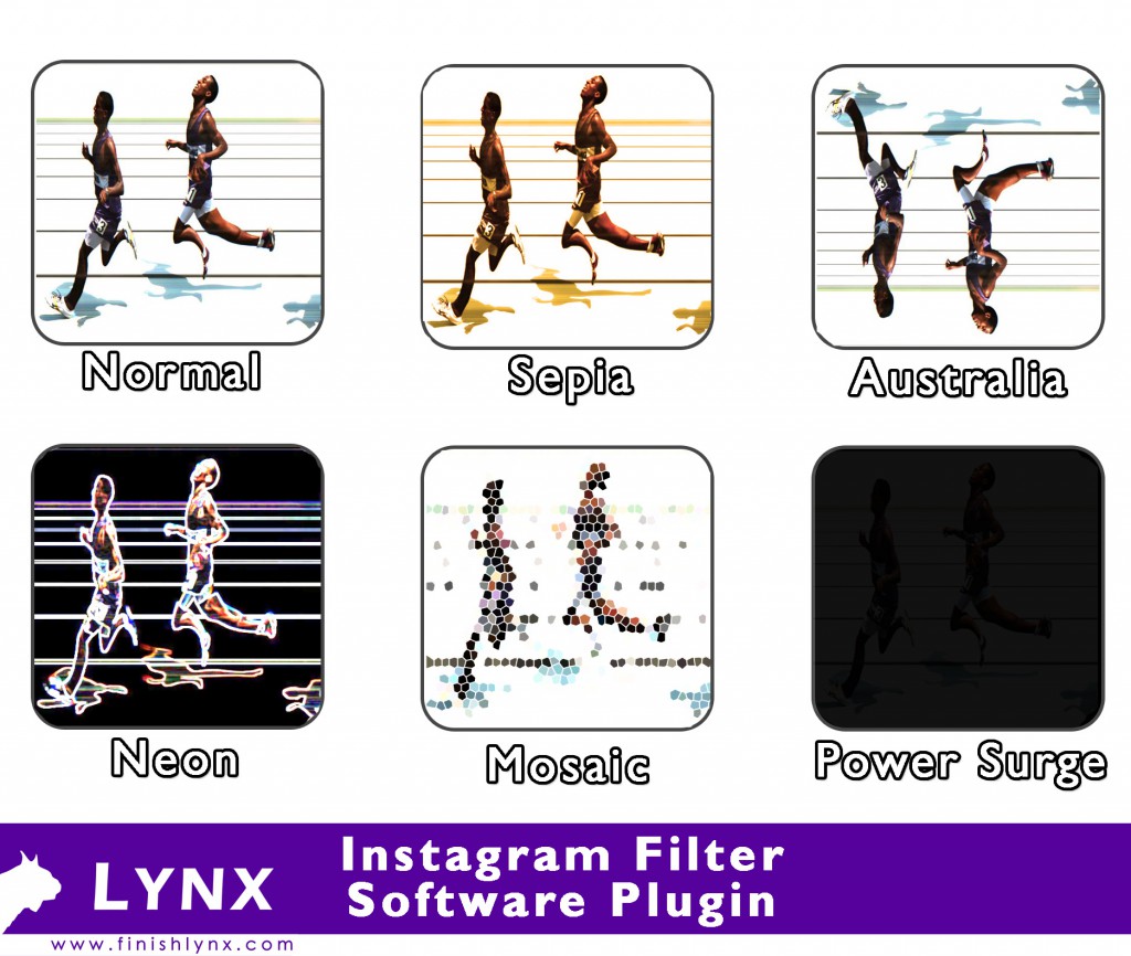 FinishLynx Instagram plugin de filtro para el Día de los Inocentes.